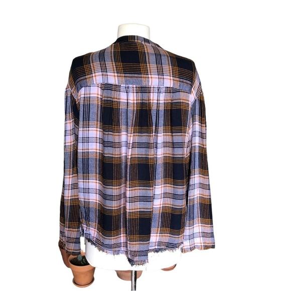 Jessica Simpson Jenna Womens Boho Hi-Lo Plaid Notch-Neck Pullover Top Small - Picture 4 of 12